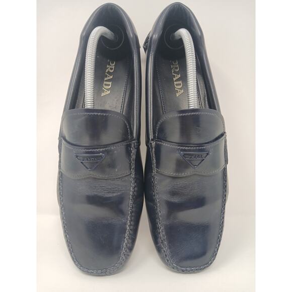 PRADA Leather Loafer Slip On Luxury Shoes Blue Men's Size US 9.5 Toro 2DD127 - Picture 11 of 16